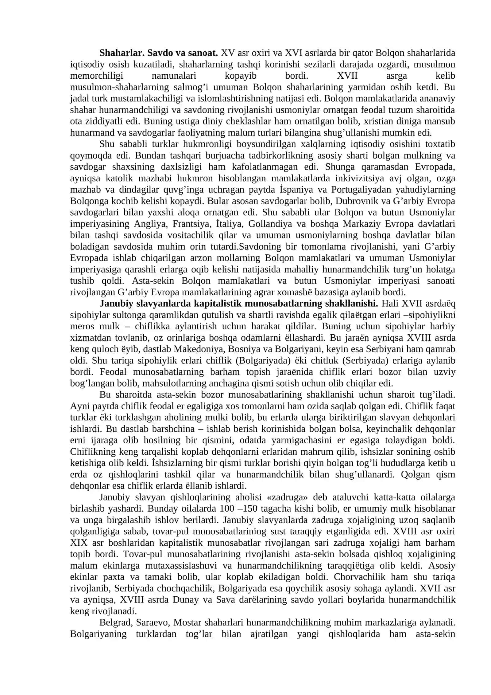 Janubi-Sharqiy Evropa xalqlari yangi davrda: tarixiy rivojlanishning asosiy voqealari va jarayonlari 2