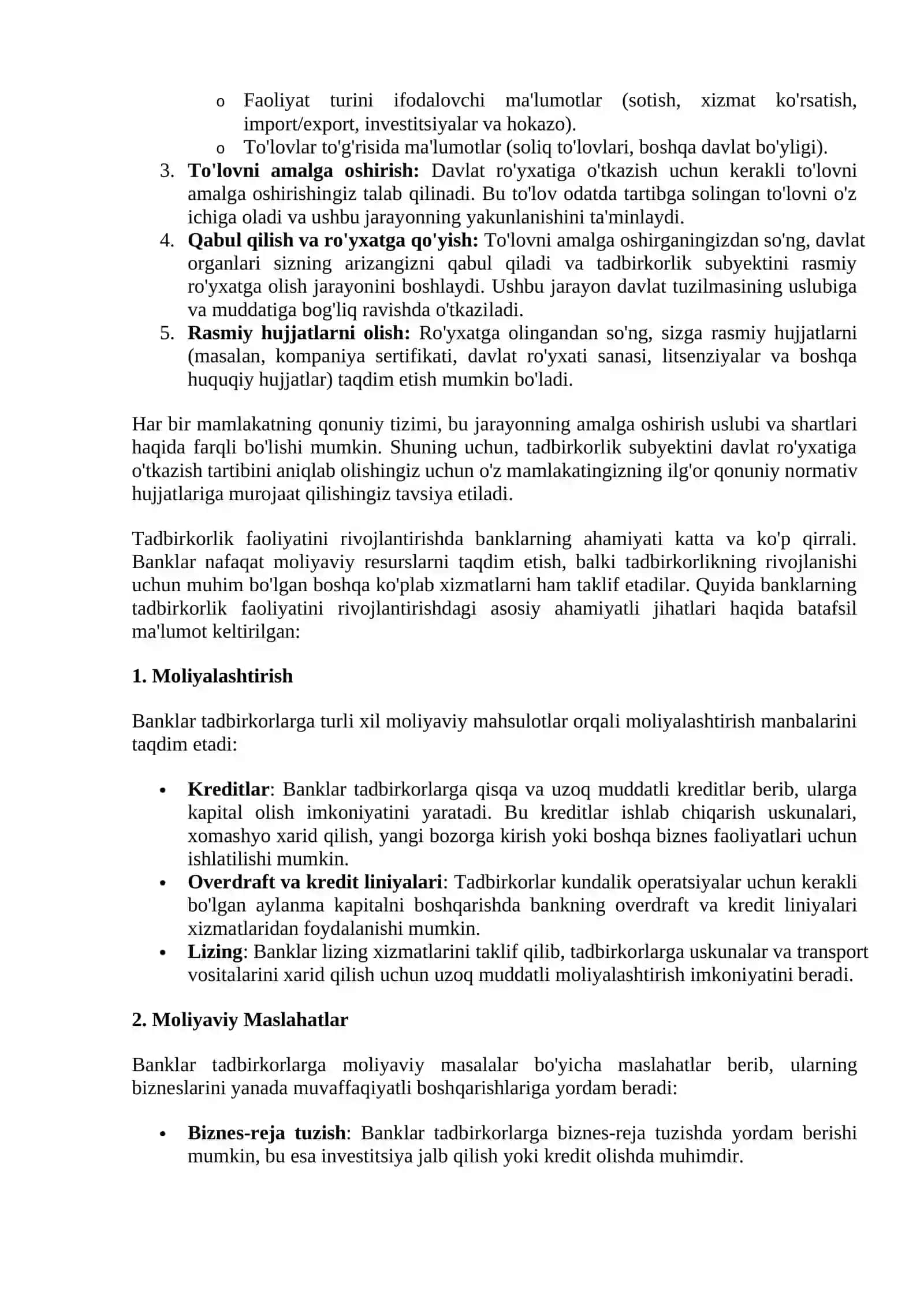 Korxona ta'sis xujjatlari va tadbirkorlik subektlarini davlat royxatidan otkazish tartibi 2