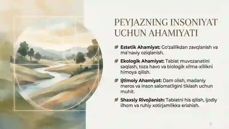 Peyjaz turlari  peyjaz elementlari tarkibi ketma – ketligini chizish manbaalar bilan ishlash 2