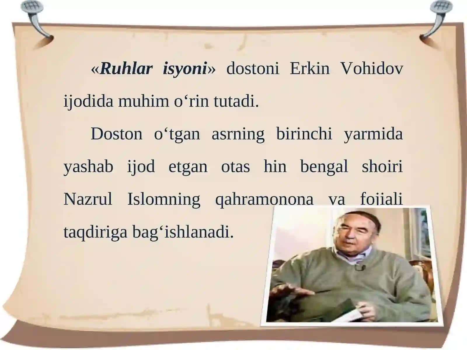 «RUHLAR ISYONI» dostoni haqida 2