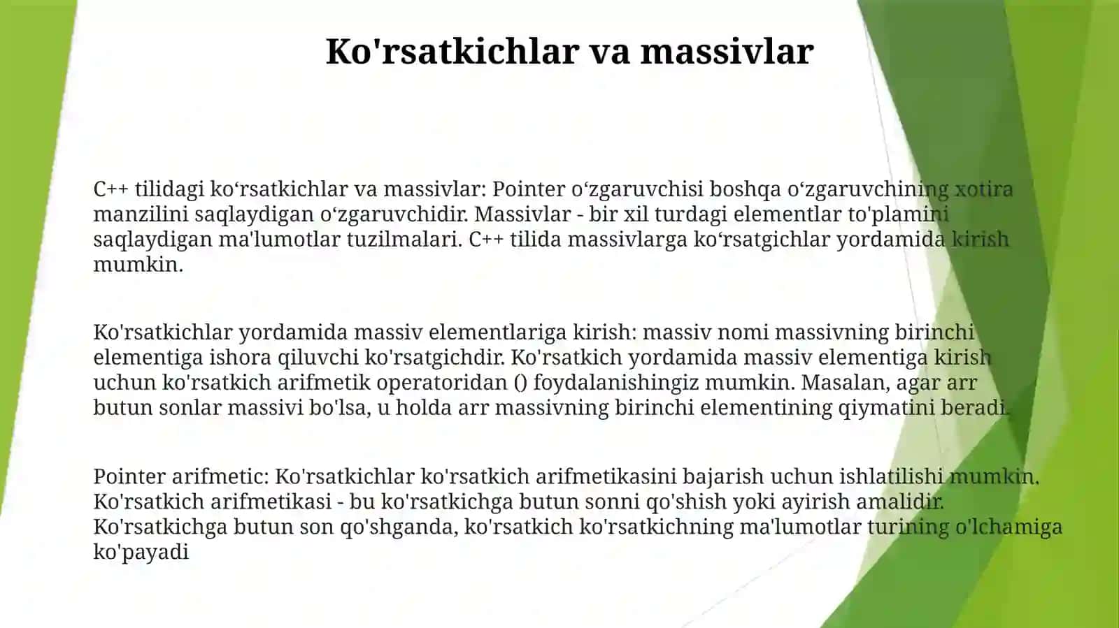 C++ Dastur Tilida Ko'Rsatkichlar Va Massivlar 2