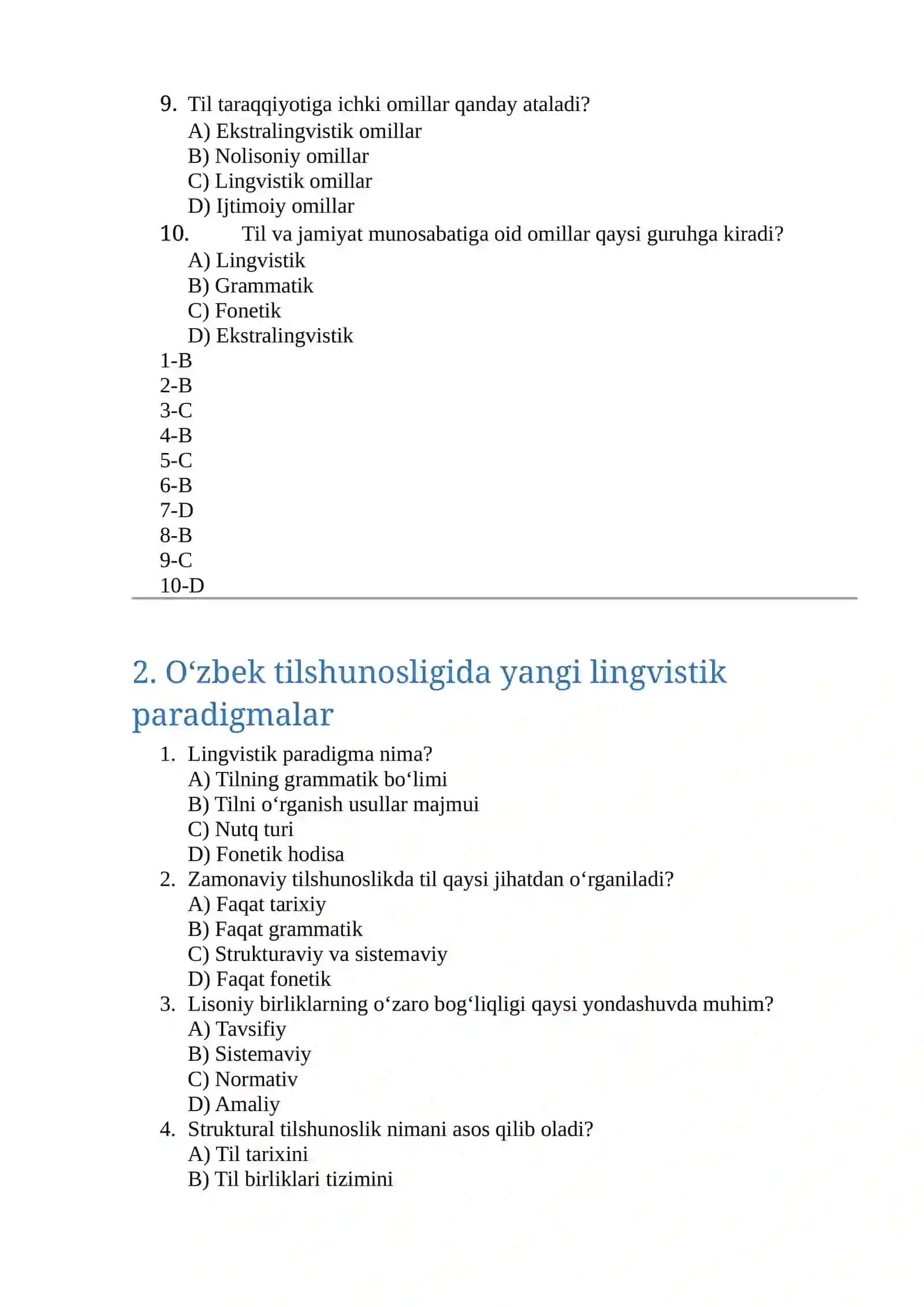Hozirgi o'zbek adabiy tili test 220 ta 2