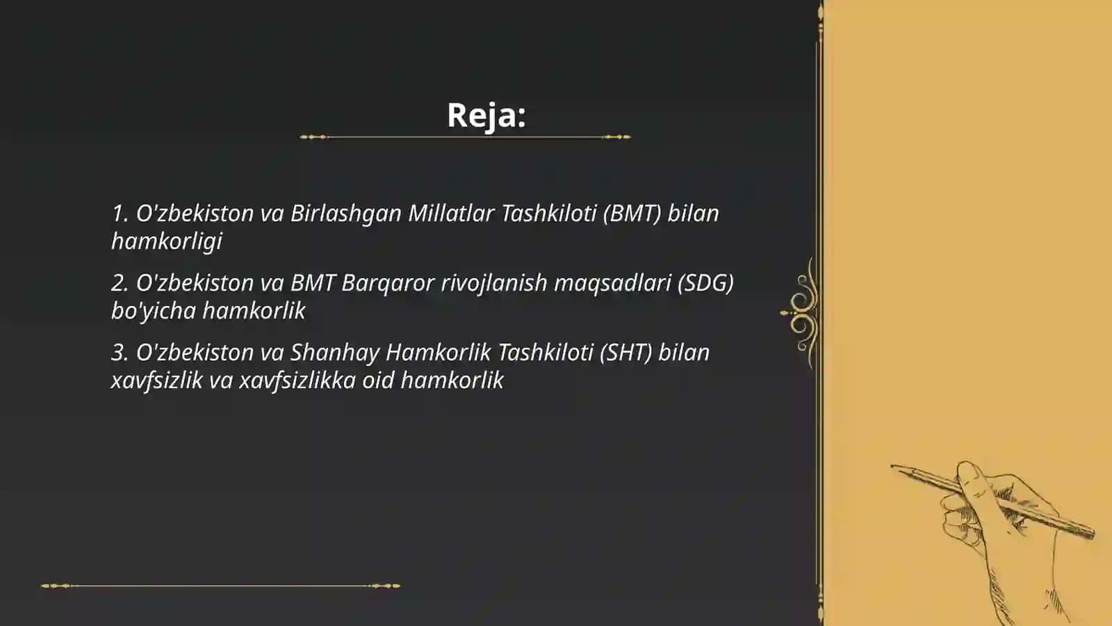 O'zbekiston bilan xalqaro tashkilotlar bilan hamkorlik aloqalari 2