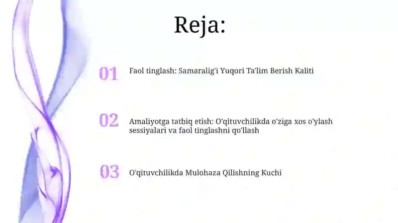 Tyutorlik faoliyatida refleksiv sessiyalar va faol tinglash texnalogiyalari. 2