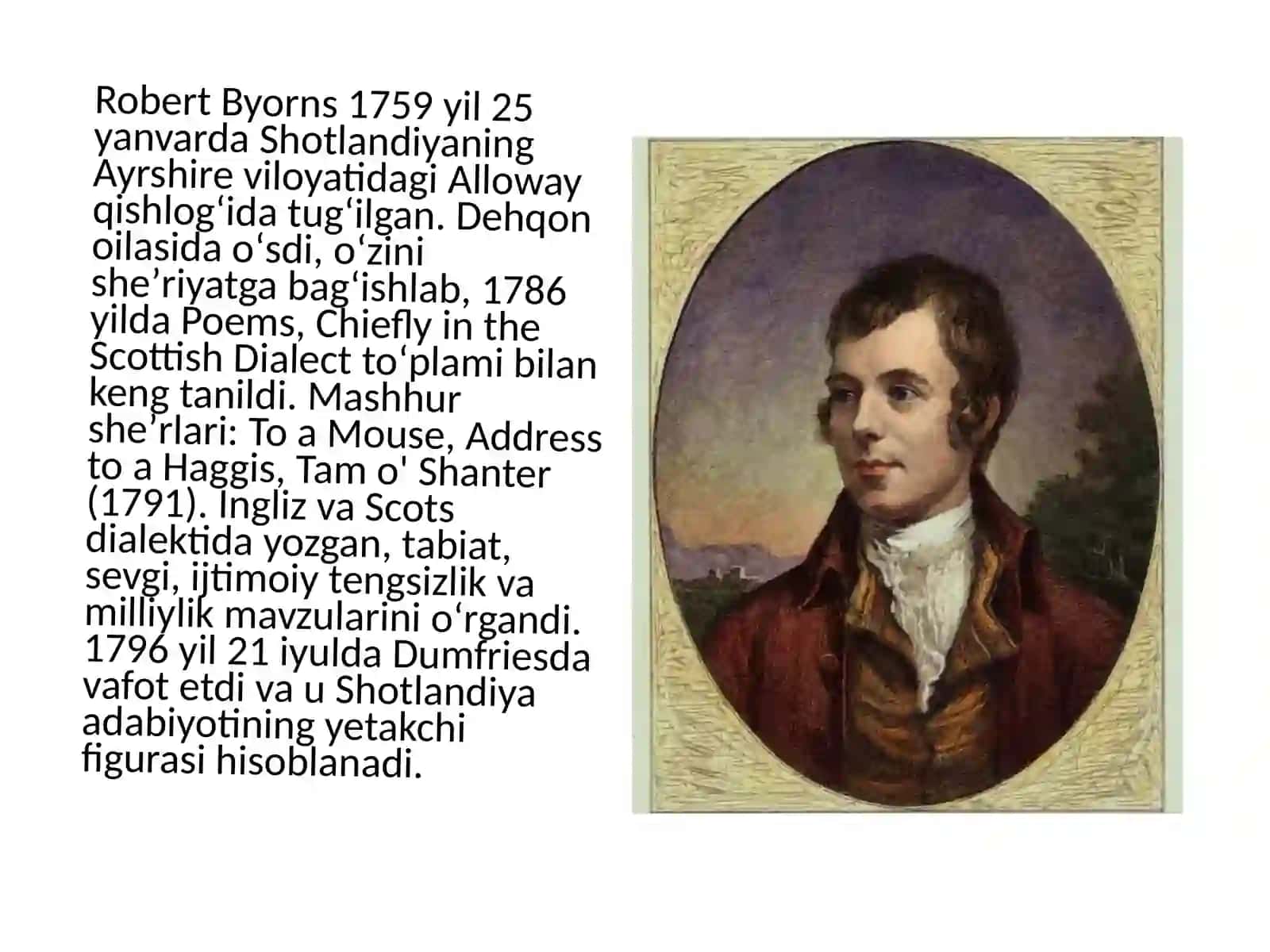 Ingliz va shotland sheʼriyati. Robert Byorns ijodi 2