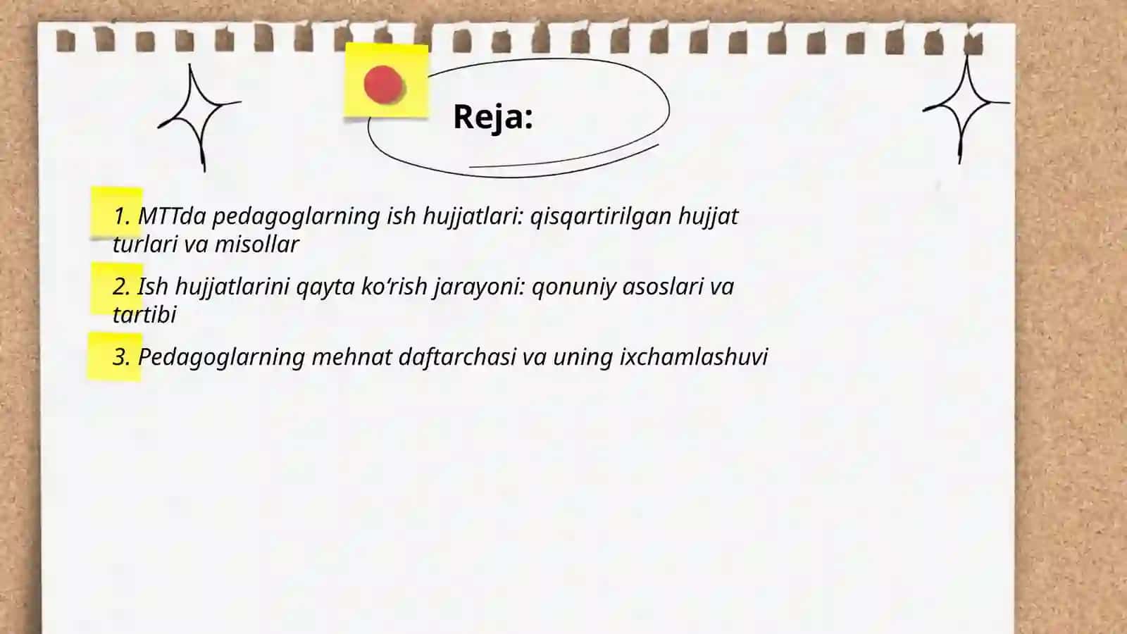 MTTda Pedagoglarning ish hujjatlari 2
