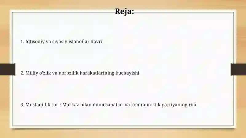 Qayta qurish yillarida O‘zbekistondagi ijtimoiy-siyosiy vaziyat 2