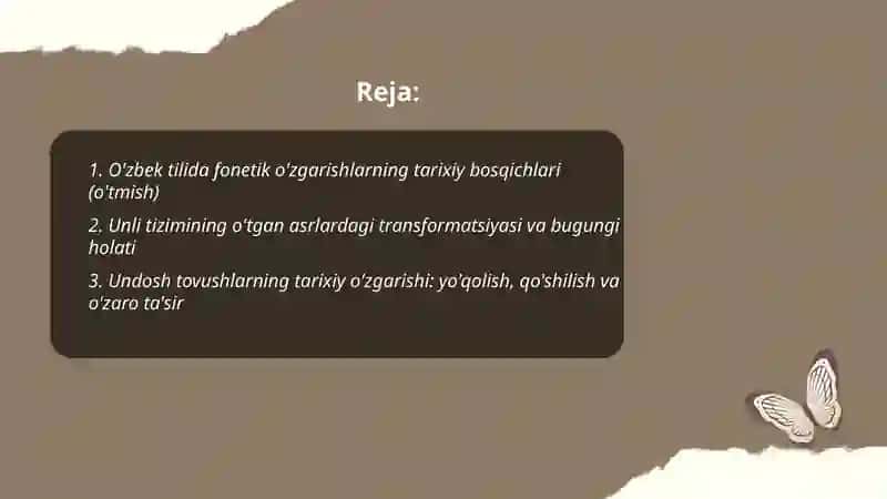 Fonetika.Til toshuvlari. O’tmish, bugun, kelajak 2