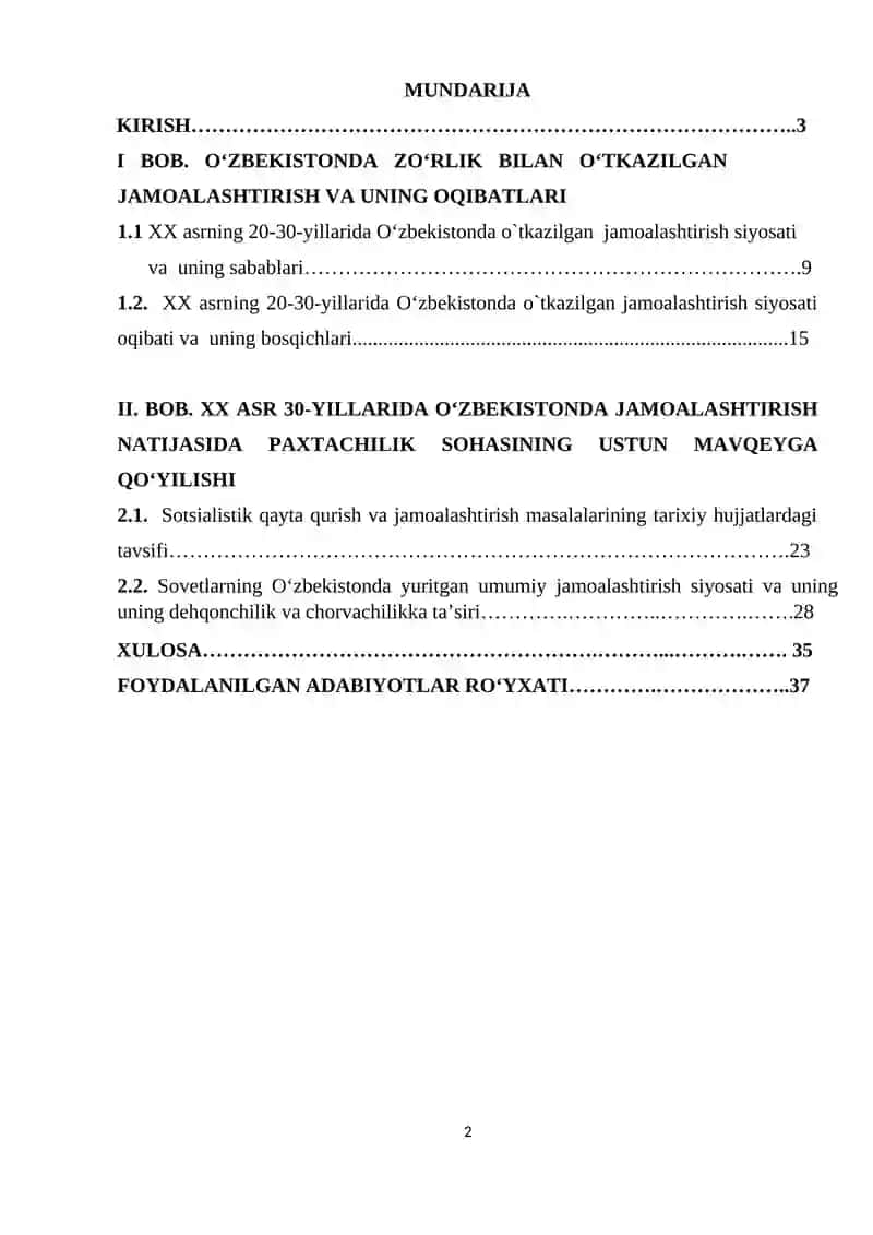 O‘ZBEKISTONDA ZO‘RLIK BILAN O‘TKAZILGAN JAMOALASHTIRISH VA UNING OQIBATLARI 2