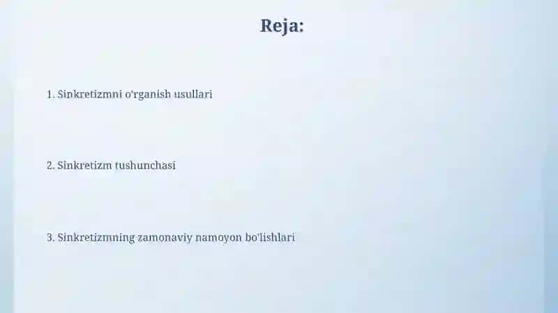 Sinkretizim tushunchasi va uning o'rganilishi 2