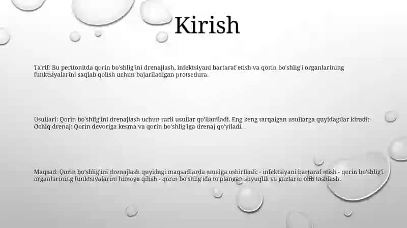 Peritonitlarda Qorin Boshliĝini Drenajlash Usullaru 2