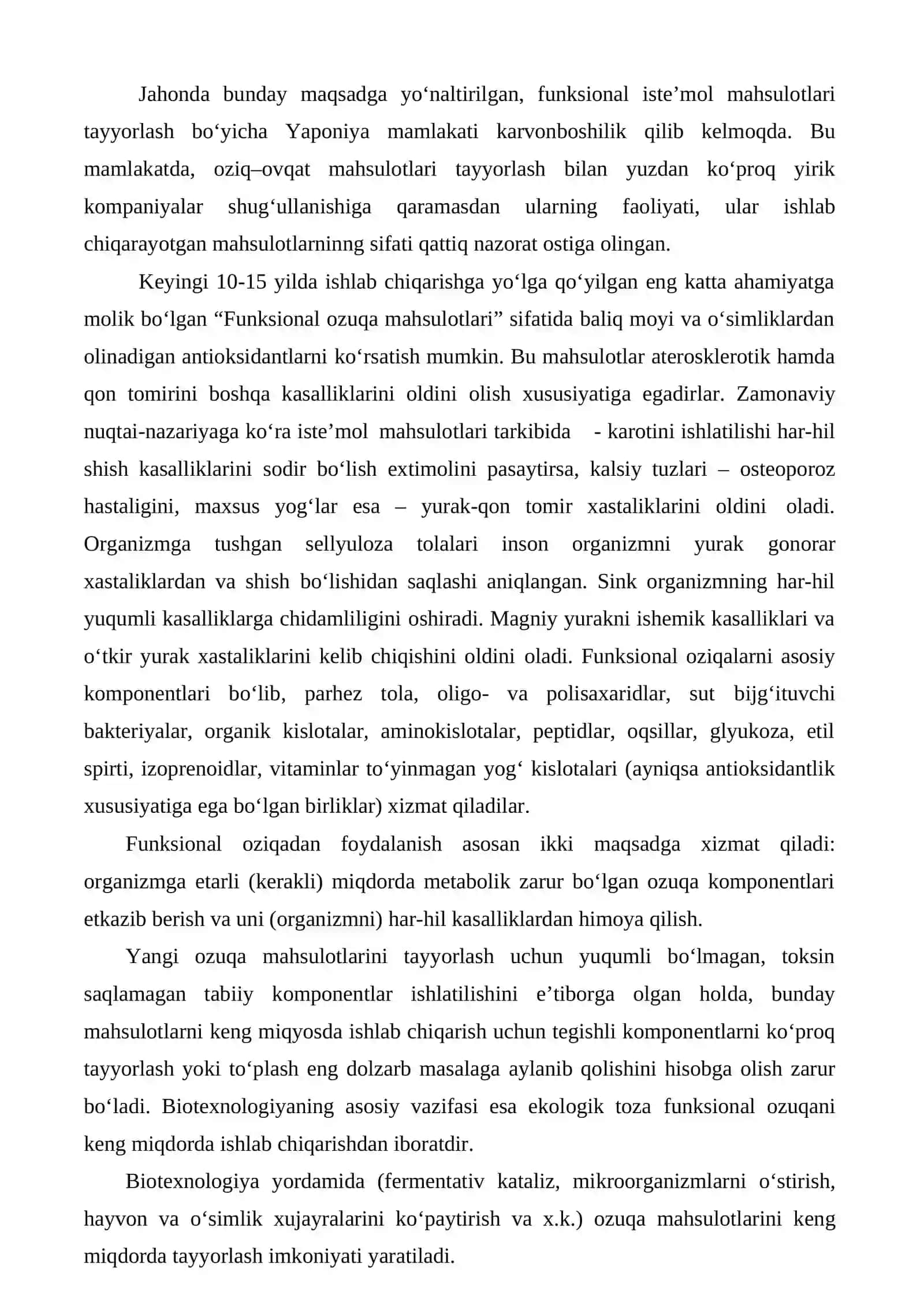 OZIQ-OVQAT VA OZUQA MAHSULOTLARI BIOTEXNOLOGIYASI FANING AHAMIYATI VA VAZIFALARI 2