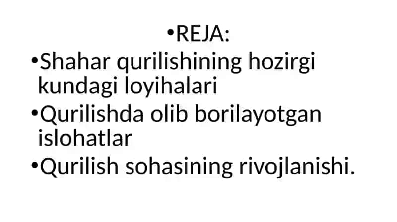 SHAHAR QURILISHI SOHASIDA OLIB BORILAYOTGAN ISLOHOTLAR 2