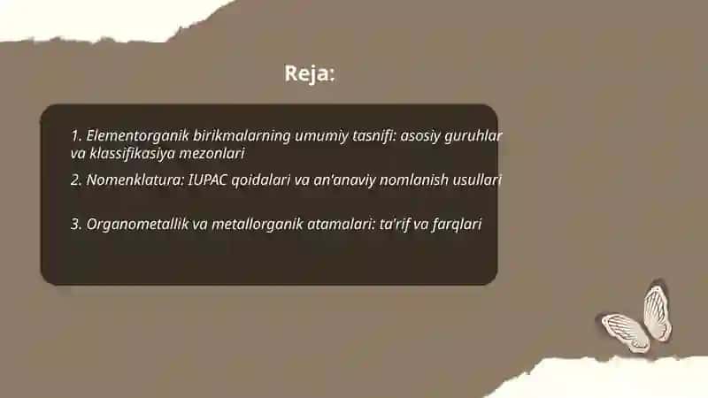 Elementorganik birikmalarning umumiy tasnifi 2
