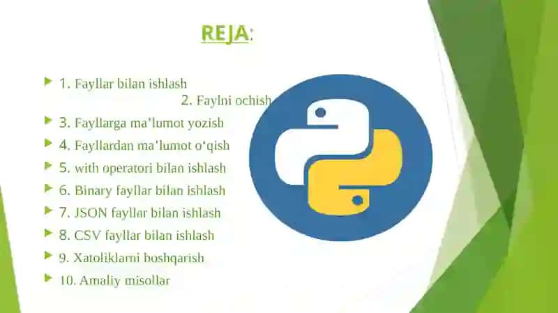 Python dasturlash tilida fayllar bilan ishlash 2