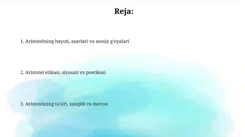 Aristotel asarlari asosida 2