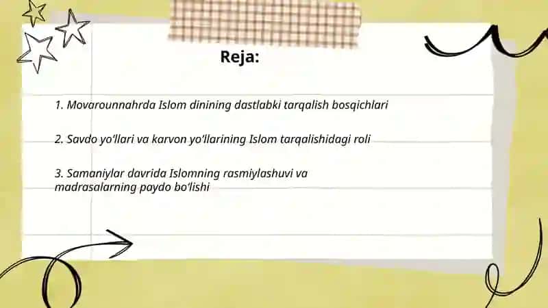 Movarounnahrda Islom dinining tarqalishi va madrasa taʼlimi 2