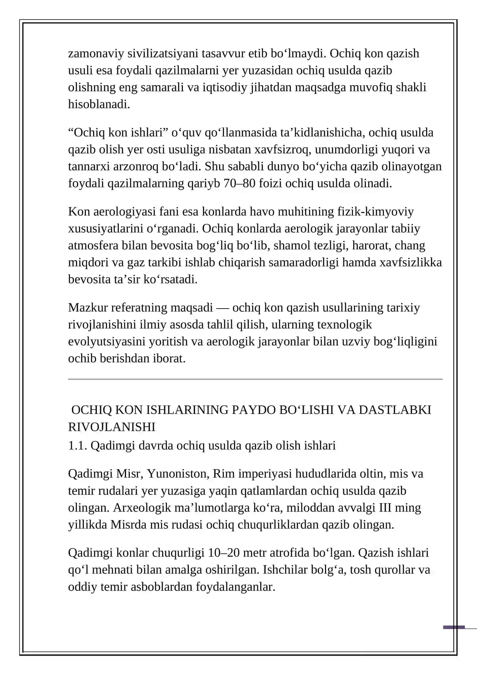 OCHIQ KON QAZISH USULLARINING RIVOJLANISH TARIXI 2