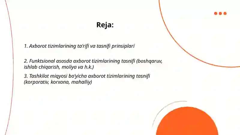 Axborot tizimlarining tasnifi 2