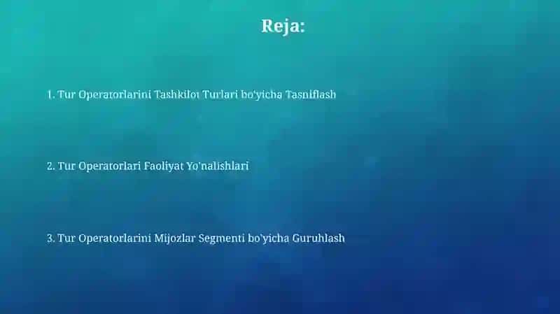 Turoperatorlarni toifalarga ajratish 2