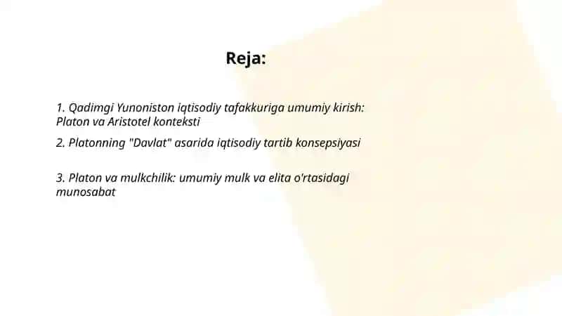 Qadimgi Yunoniston iqtisodiy tafakkuri: Platon va Aristotel qarashlari 2