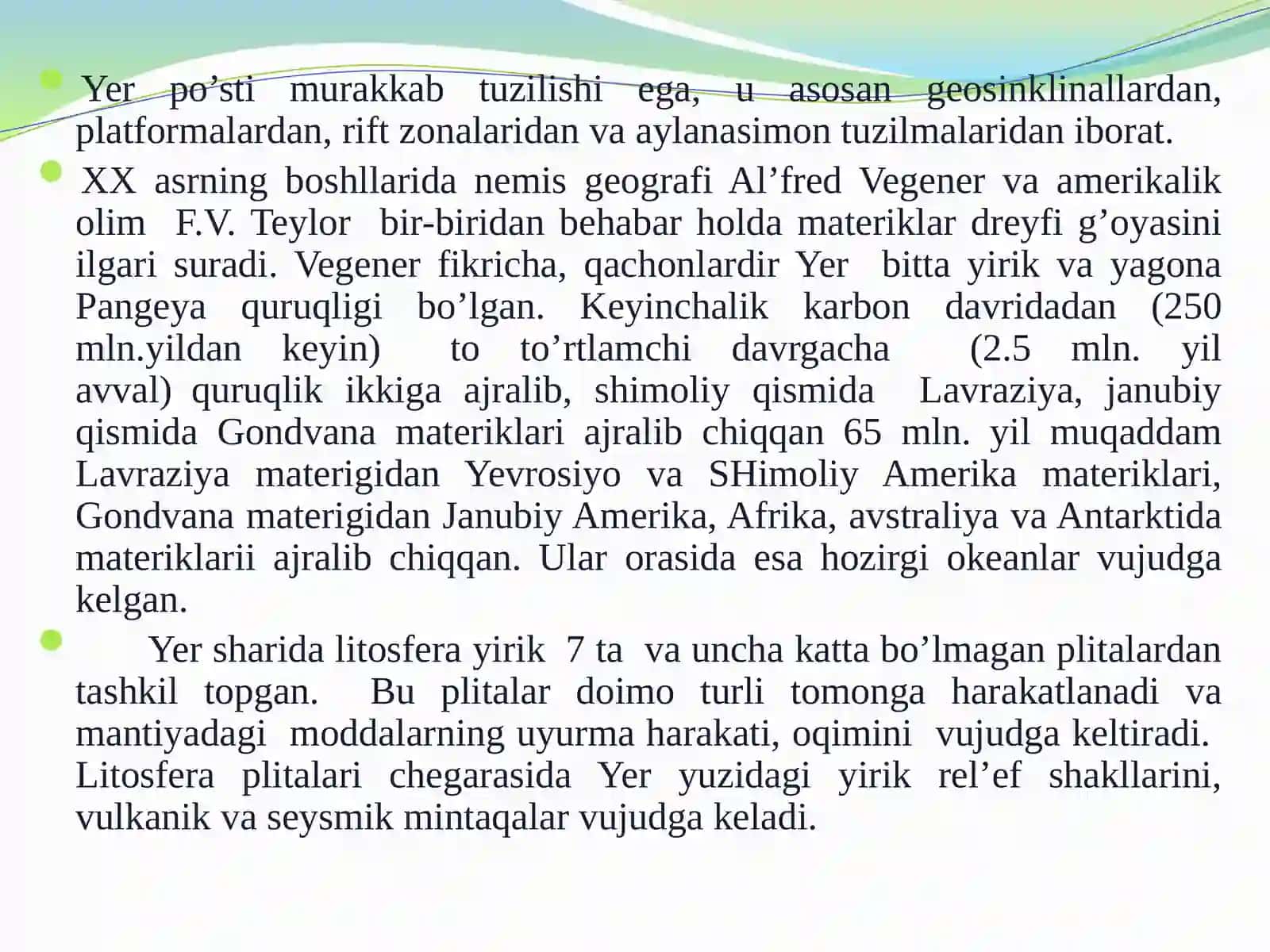 Geoxronologik jadval. Platformalar, geosinklinallar 2
