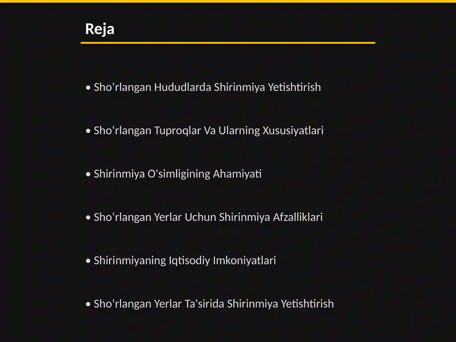 Shoʻrlangan Hududlarda Shirinmiya Yetishtirish 2