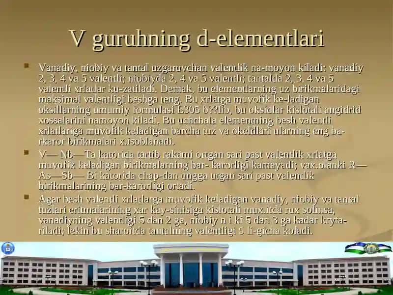 V guruhning d-elementlari 2