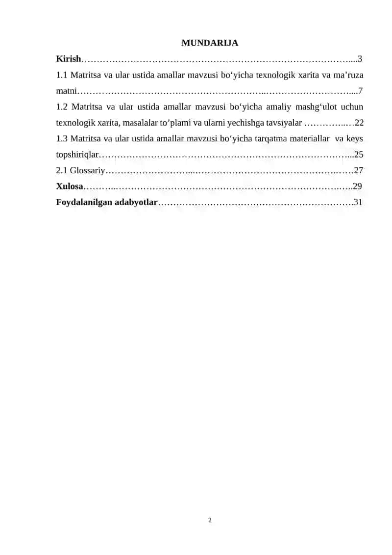 Matritsalar algebrasining iqtisodiy masalalarni yechishda qo`llanilishi 2