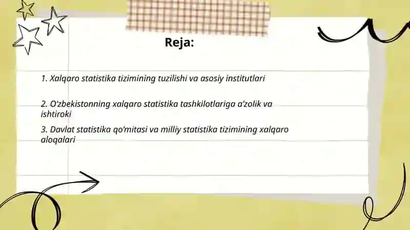 Xalqaro statistika tizimi va O‘zbekistonning ishtiroki 2