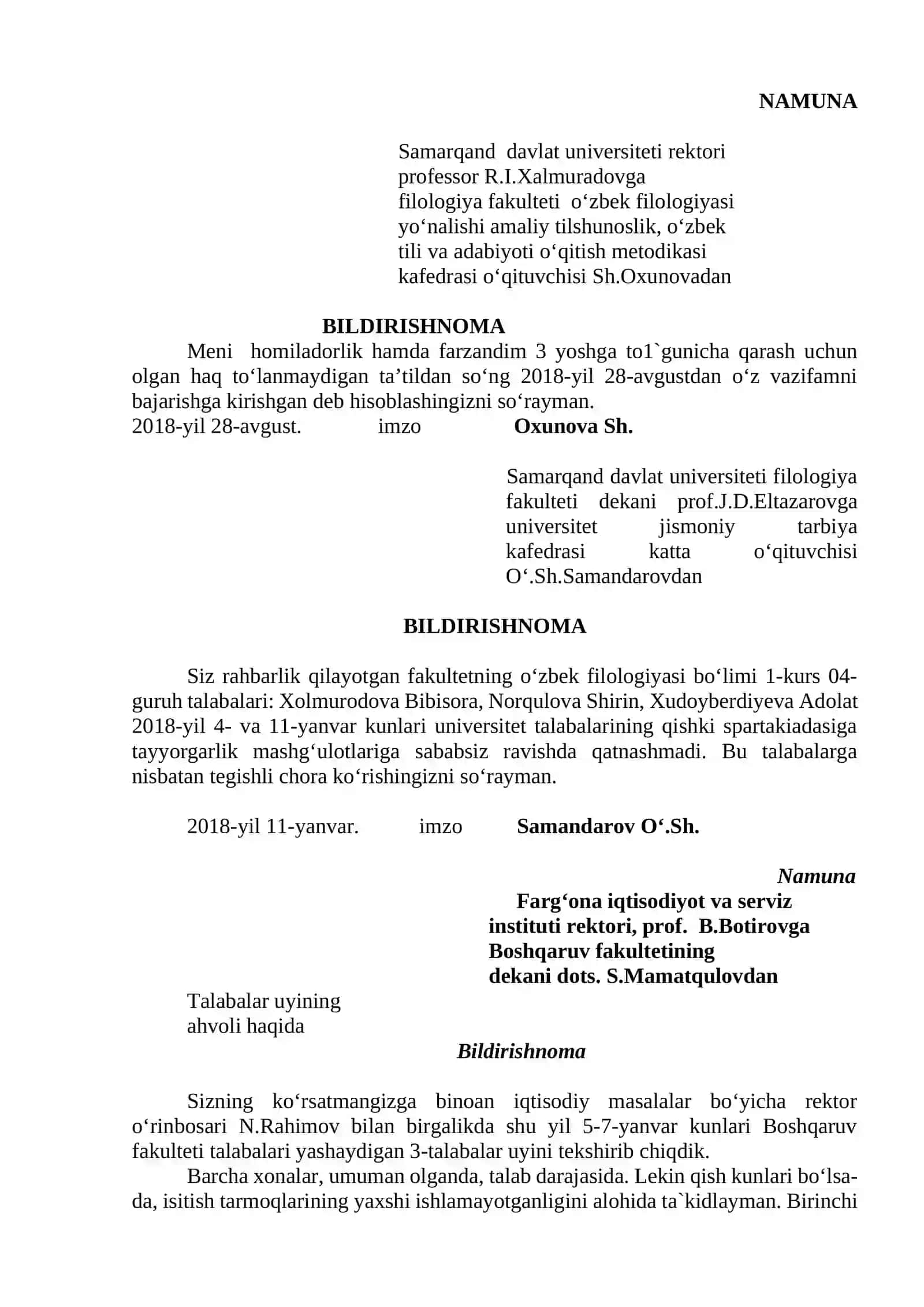 BILDIRISHNOMANING TURLARI, ZARURIY QISMLARINI O`RGANISH 2