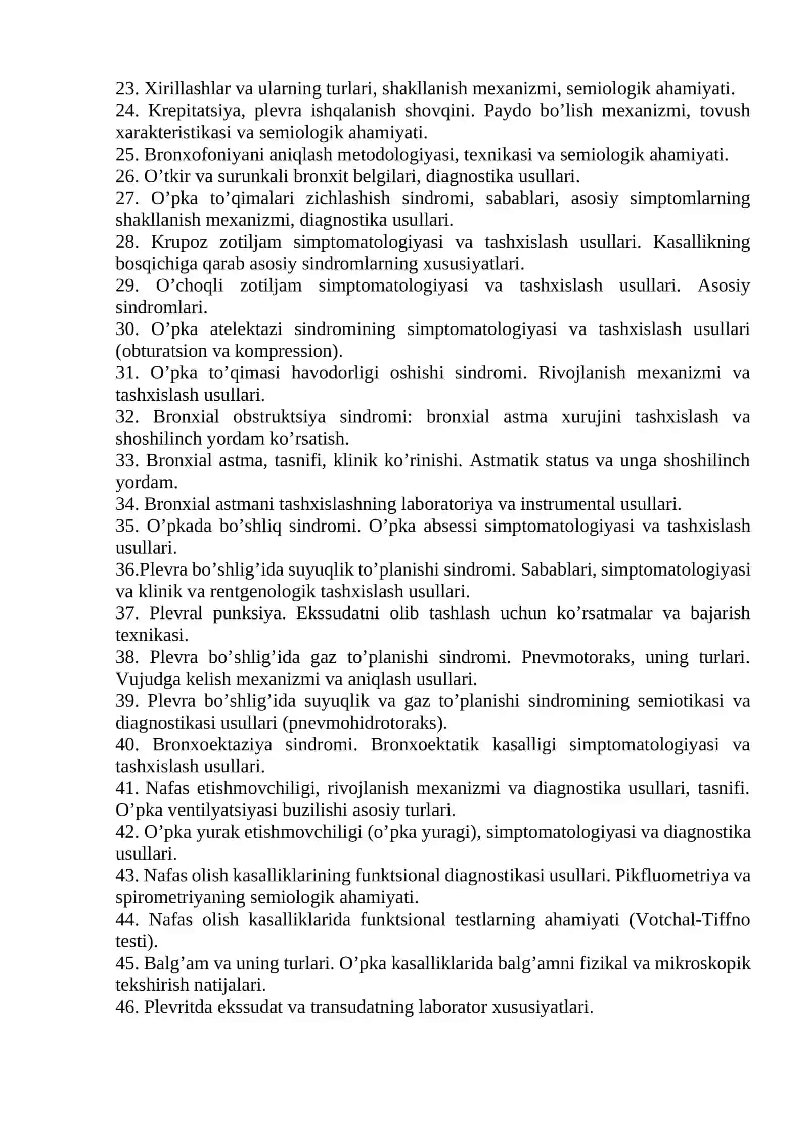 ICHKI KASALLIKLAR PROPEDEVTIKASI FANI BO’YICHA ORALIQ IMTIHON SAVOLLARI 2