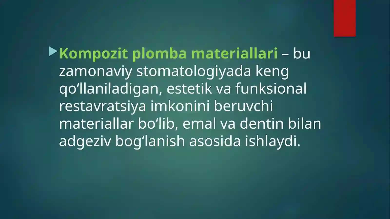 TISHLARNI RESTAVRATSIYASIDA KOMPOZIT PLOMBA ASHYOLARINI KILINIK QO’LLASH TAMOYILLARI 2