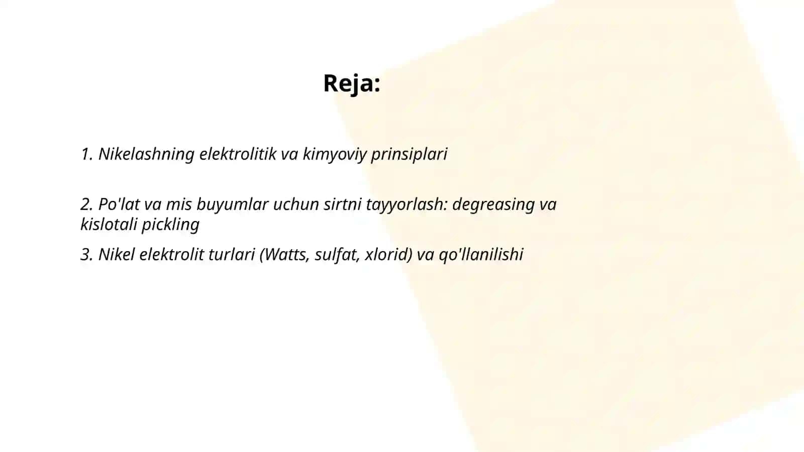 Nikelashning Elektrolitik va Kimyoviy Prinsiplari 2