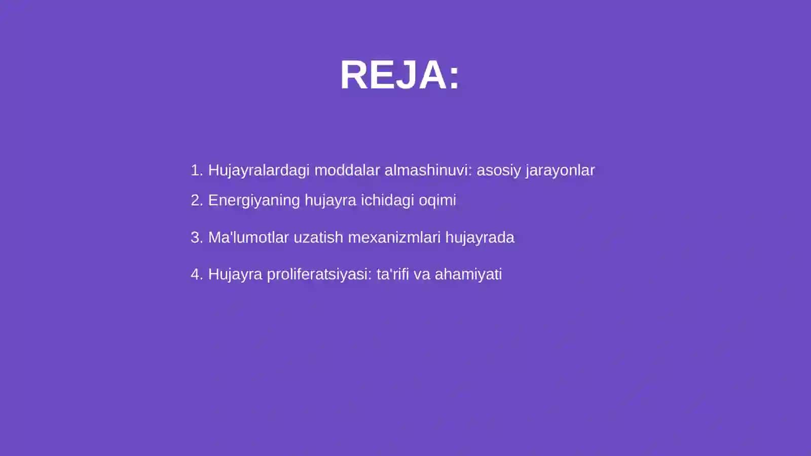 Hujayrada moddalar, energiya va ma'lumotlar oqimi 2