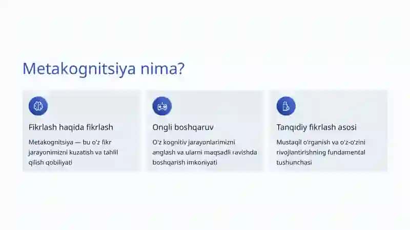 Metakognitsiya tushunchasi: O'z fikrimiz haqida fikrlash san'ati 2
