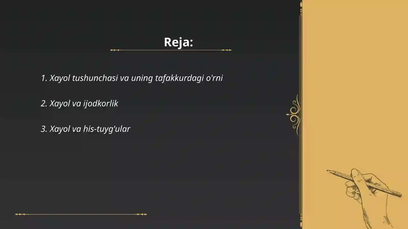 Xayol xususiyatlari.tafakkur haqida umumiy tushuncha.Temprement va xarakater tushunchalarini izohlash 2