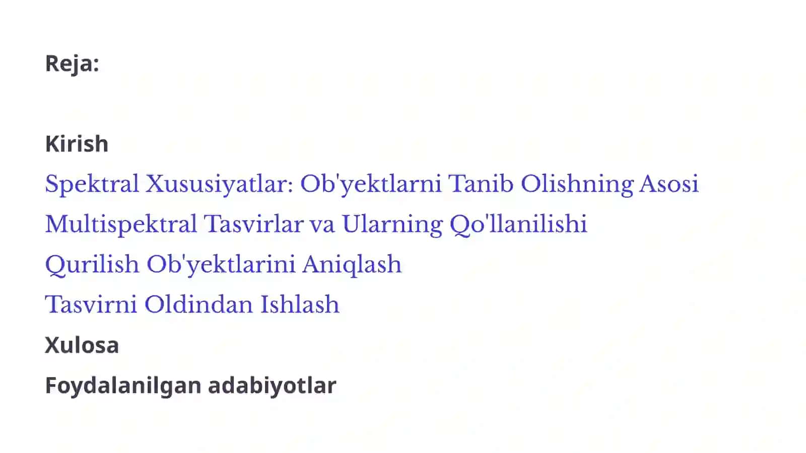 Ob'yektlarning Spektral Xususiyatlari. 2
