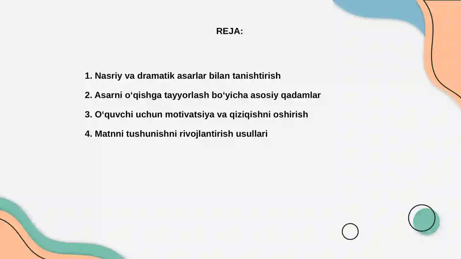 Nasriy va dramatik asarlarni ifodali oʻqishga tayyorlash 2