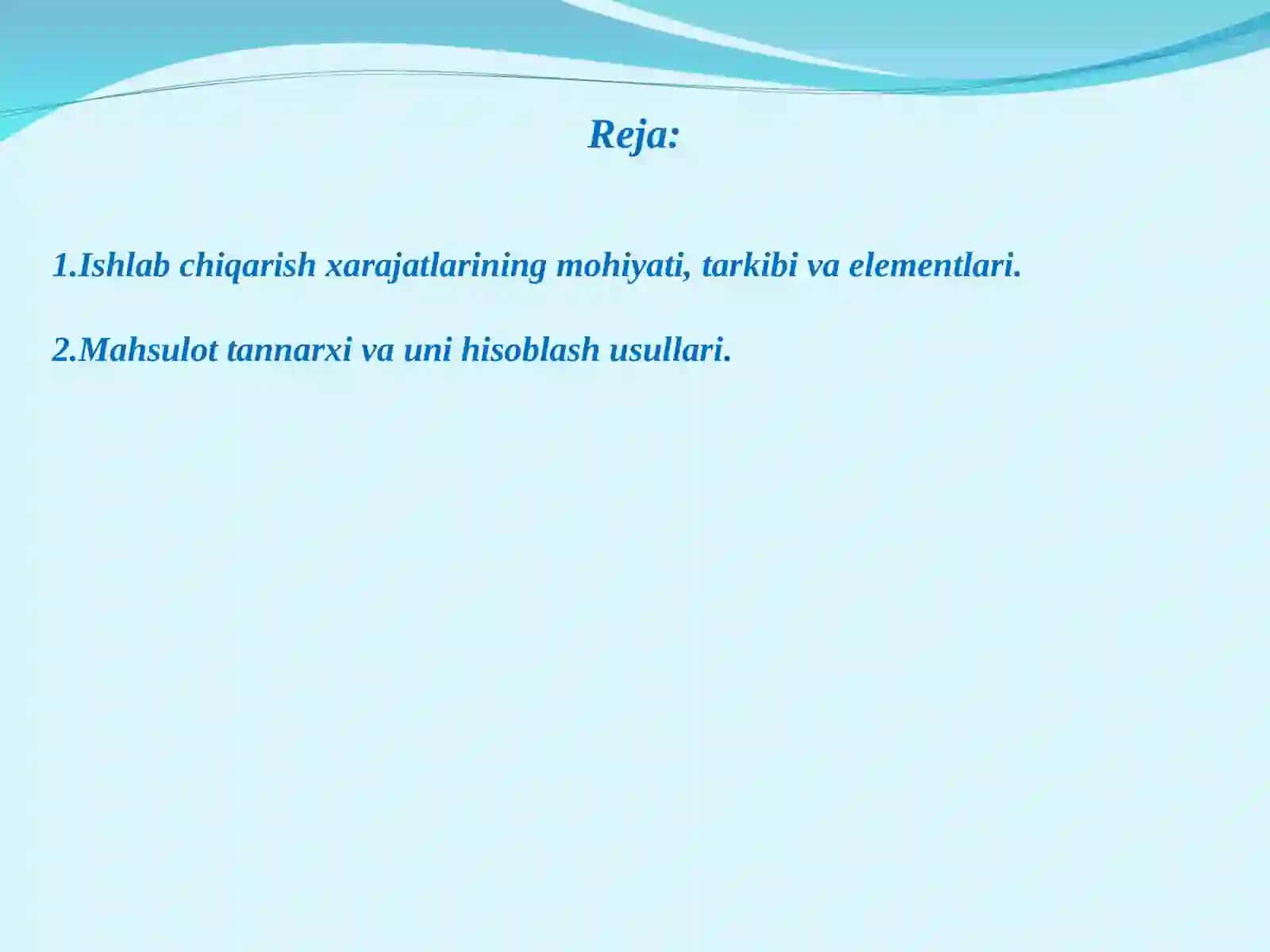 Kichik biznes va tadbirkorlik sub’ektlarida ishlab chiqarish xarajatlari va mahsulot tannarxi tahlili 2