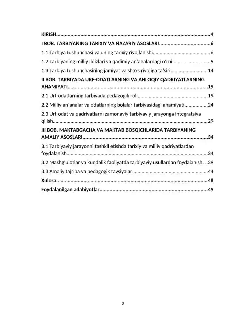Tarbiyaning tarixiy va milliy asoslari, tarbiyada urf-odatlarning tutgan o‘rni 2
