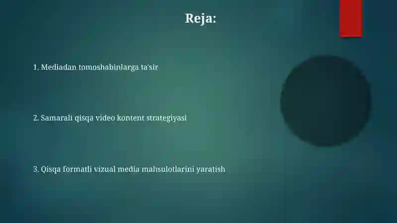 Qisqa metrajli vizual mediamahsulotlar yaratish 2