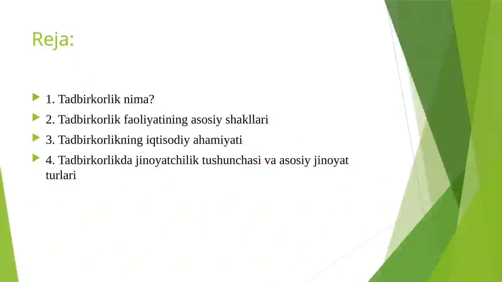 Tadbirkorlik faoliyati 2
