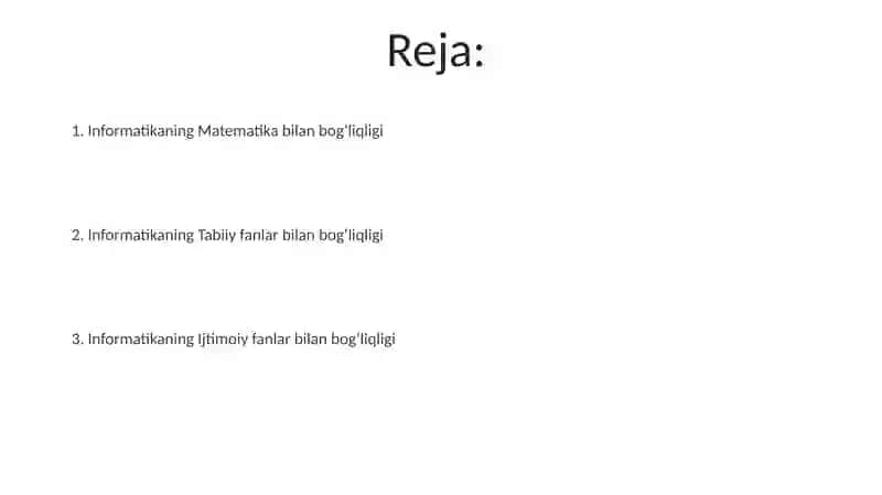 Informatika fanining boshqa fanlar bilan bog'liqligi 2