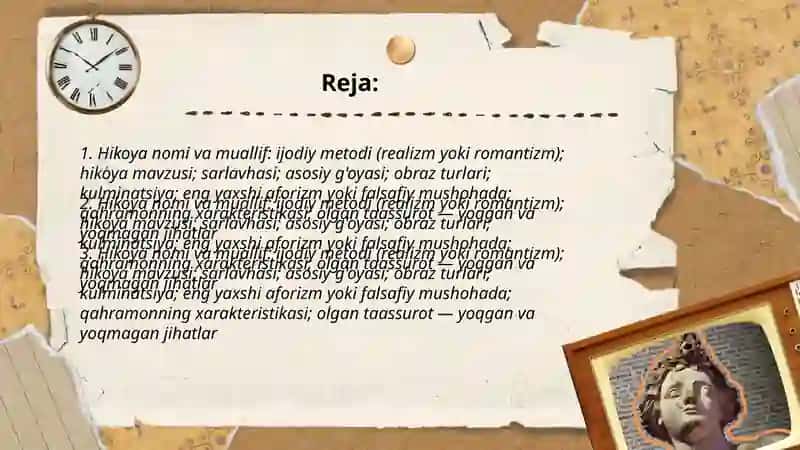 Hikoya nomi v a muallifning ijodiy metodi 2