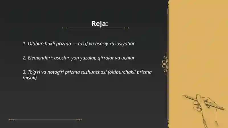Oltiburchakli prizma 2