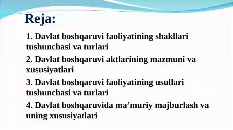 Davlat boshqaruvi faoliyatining shakllari va usullari 2
