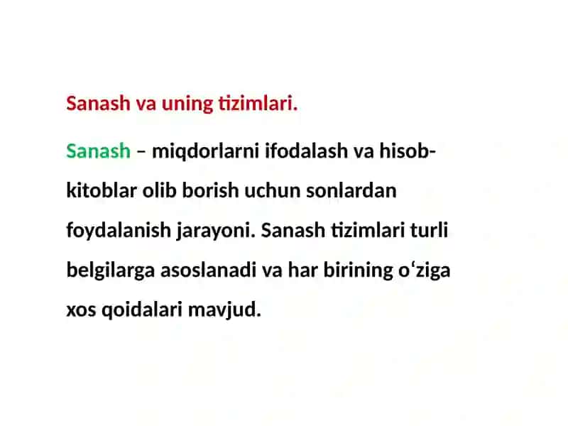 Sanash va uning tizimlari 2