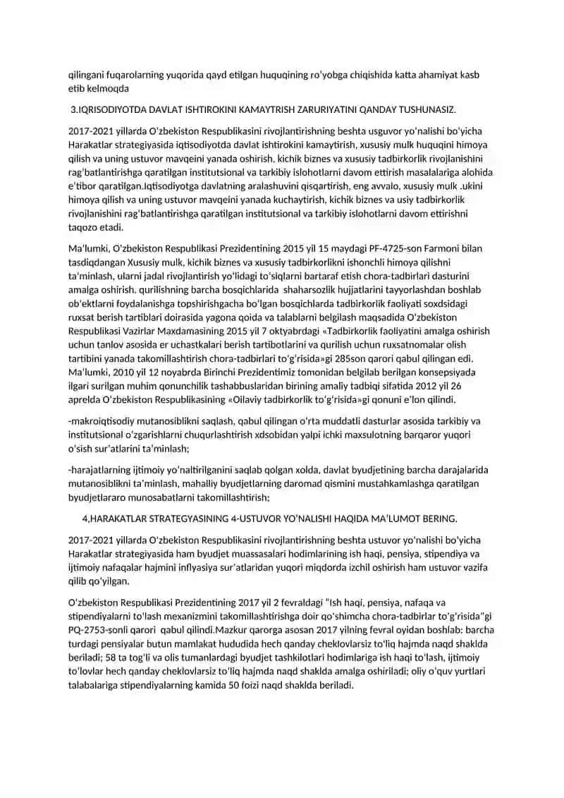 O‘zbekiston Respublikasi yanada rivojlantirish bo‘yicha Harakatlar strategiyasi 2