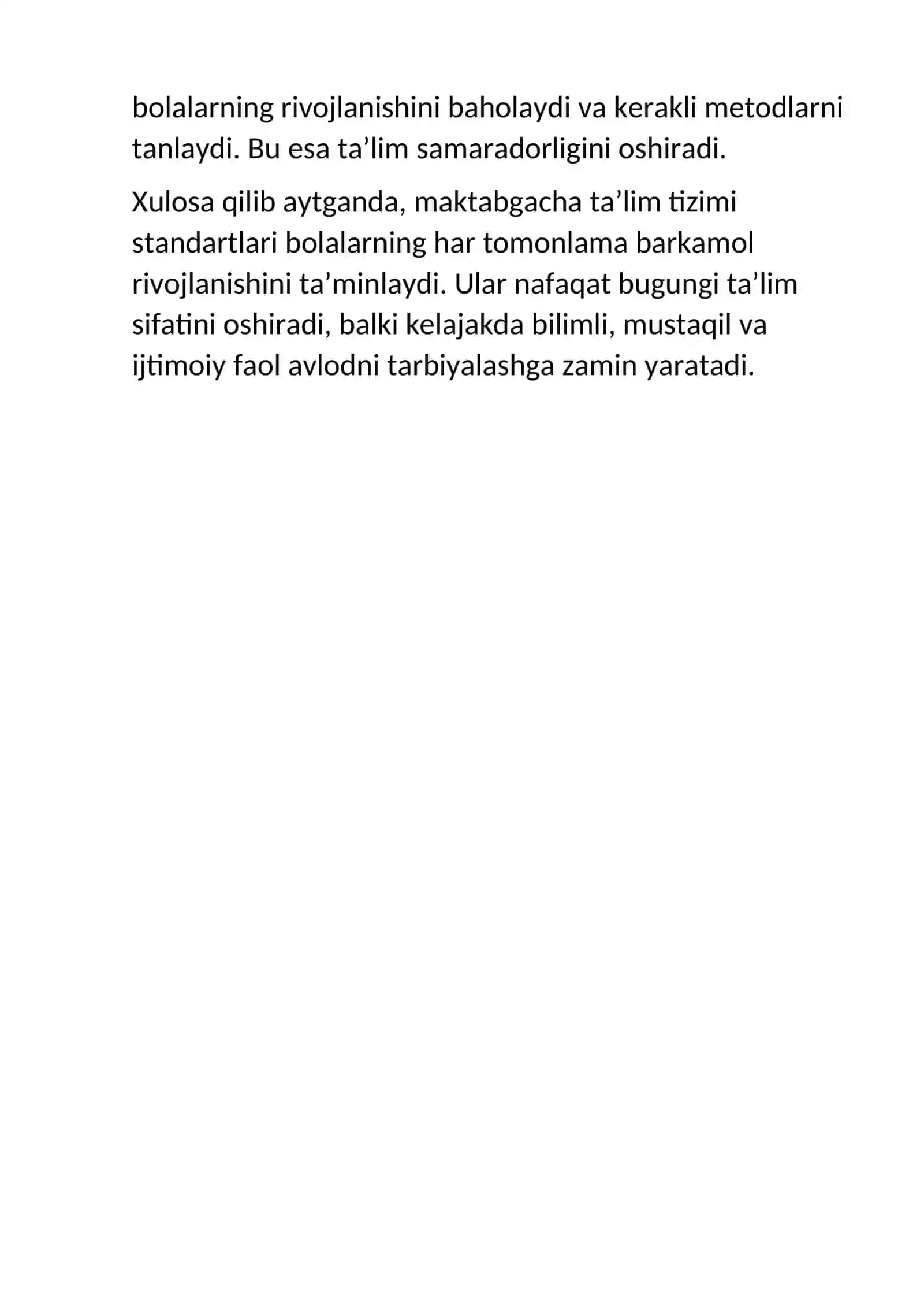 MAKTABGACHA TALIM TIZIMI STANDARTLARI 2